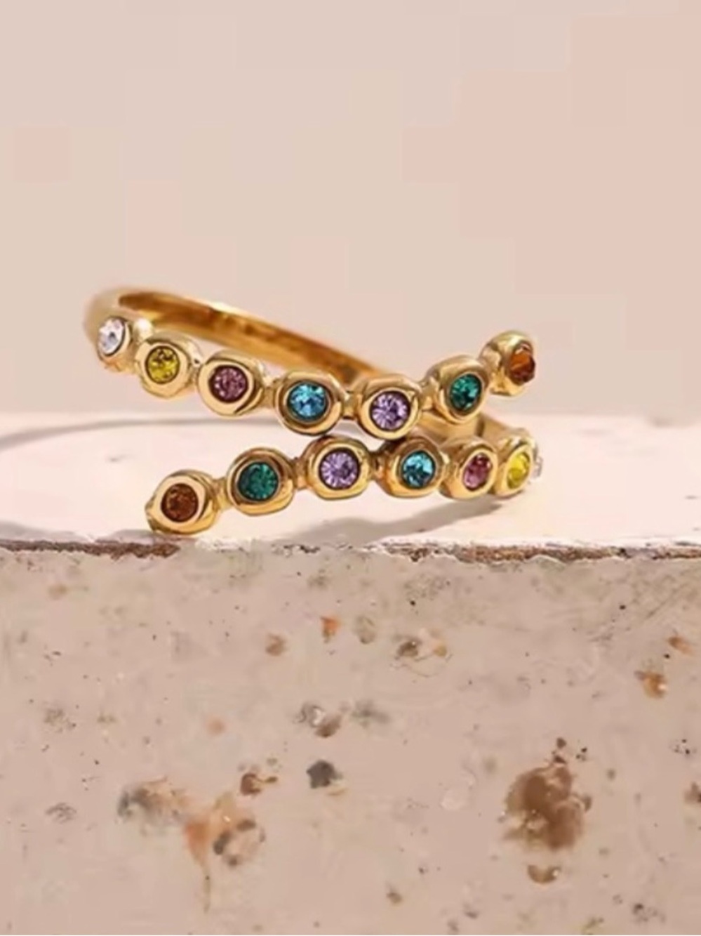 Rainbow Ring 18K Gold Plated Ring